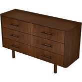 Logan 6 Drawer Dresser in Walnut Finish Wood