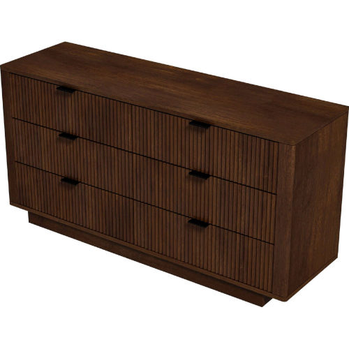 Lola 6 Drawer Dresser in Walnut Finish Wood