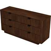 Lola 6 Drawer Dresser in Walnut Finish Wood