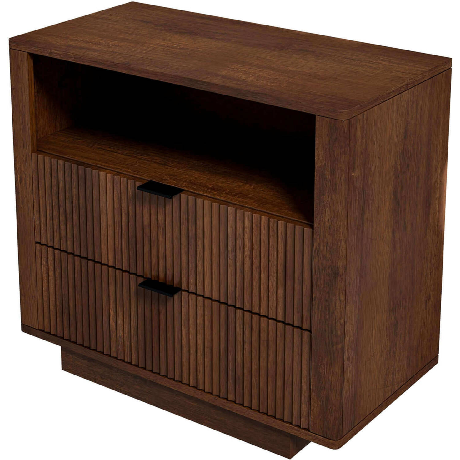 Ashcroft NST00700801 Lola 3 Drawer Nightstand in Walnut Finish Wood