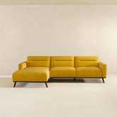 Ella L Shaped Sectional Sofa with Left Facing Chaise in Dark Yellow Linen