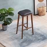 Jason Bar Stool in Black Leatherette & Wood