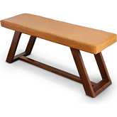 Marley Bench in Tan Leather & Wood