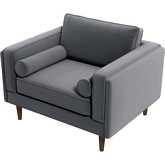 Amber Accent Lounge Chair in Grey Velvet & Wood