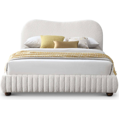 Norme Low Profile Queen Platform Bed in Cream Boucle Fabric
