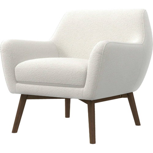 Panom Accent Lounge Chair in White Boucle Fabric & Wood