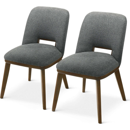 Blake Dining Chair in Dark Grey Fabric & Wood (Set of 2)