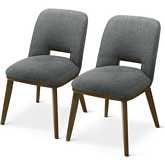Blake Dining Chair in Dark Grey Fabric & Wood (Set of 2)