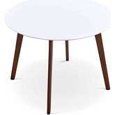 Carlton 39" Round Dining Table in White & Walnut Finish Wood
