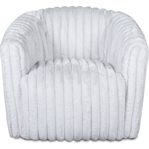 Mira Swivel Accent Chair in Vertical Channel Tufted White Velvet