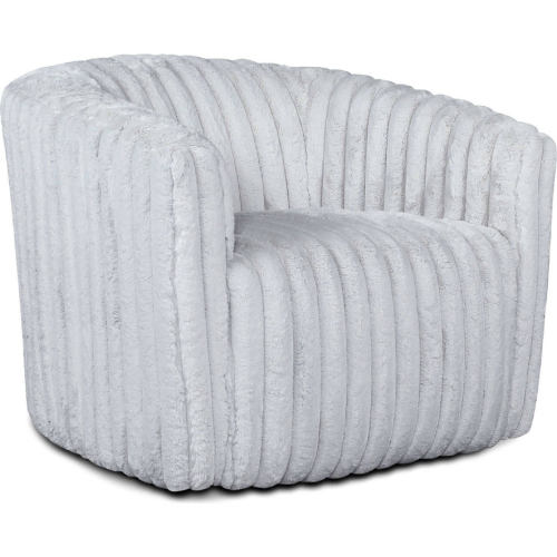 Mira Swivel Accent Chair in Vertical Channel Tufted Light Grey Velvet
