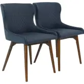 Robin Dining Chair in Diamond Stitched Navy Blue Vegan Leather (Set of 2)