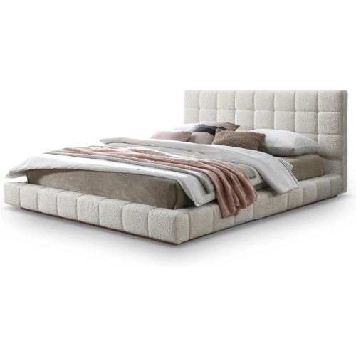 Hudson Queen Bed in Tufted Ivory Boucle Fabric