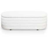 Cabana Oval Storage Bench in Channel Tufted White Boucle