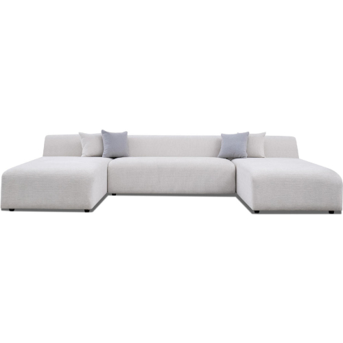 Audrey U Shape Sectional Sofa in Cream Chenille Fabric