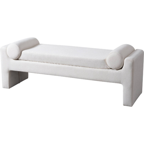Camden Bench in White Boucle Fabric