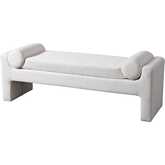 Camden Bench in White Boucle Fabric