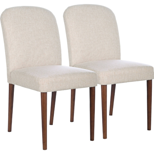 Capri Dining Chair in Beige Fabric & Wood (Set of 2)