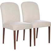 Capri Dining Chair in Beige Fabric & Wood (Set of 2)