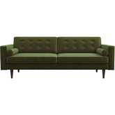 Casey Sofa in Tufted Olive Green Velvet