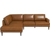 Corbin Sectional Sofa with Left Facing Chaise in Tan Leather
