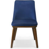 Clove Dining Chair in Navy Blue Velvet & Wood (Set of 2)