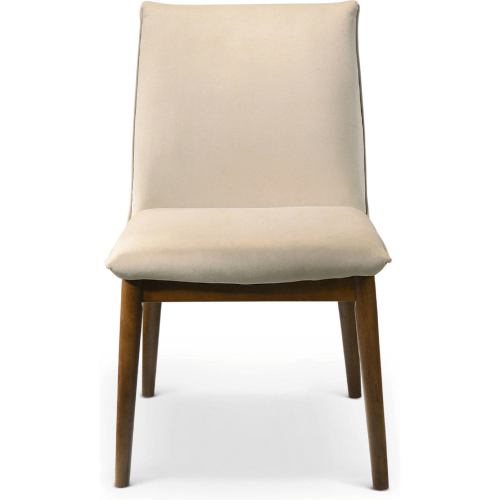 Monza Dining Chair in Beige Velvet & Wood (Set of 2)