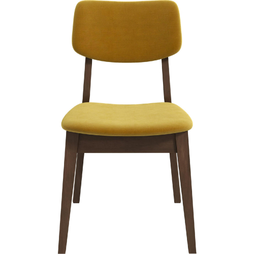 Carlos Dining Chair in Wood & Dark Yellow Velvet (Set of 2)