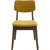 Carlos Dining Chair in Wood & Dark Yellow Velvet (Set of 2)