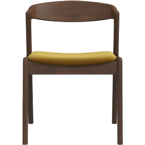Dakota Dining Chair in Walnut Finish Wood & Dark Yellow Velvet (Set of 2)