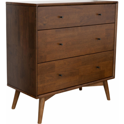 Caroline 3 Drawer Dresser in Brown Finish Solid Wood