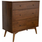 Caroline 3 Drawer Dresser in Brown Finish Solid Wood