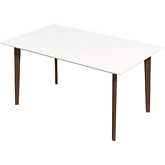 Carlos 59" Dining Table in White & Walnut Finish Wood