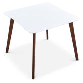 Benton 35" Square Dining Table in White & Natural Finish Wood