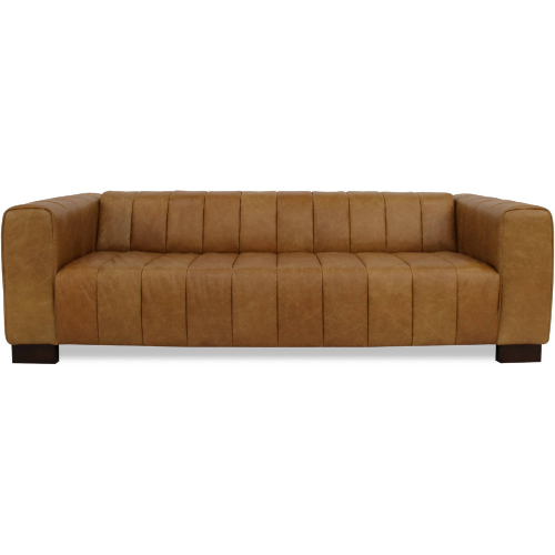 Dixon Sofa in Channel Tufted Waxy Tan Leather