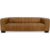 Dixon Sofa in Channel Tufted Waxy Tan Leather