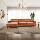 Ella Sectional Sofa with Left Facing Chaise in Cognac Vegan Leather