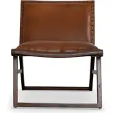 Everett Accent Lounge Chair in Tan Brown Leather & Wood