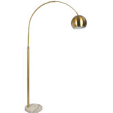 Oasis Adjustable Floor Lamp in Gold Brass & Round White Marble Base