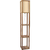 Pinnacle Bookcase Floor Lamp in Natural Wood & Fabric Shade