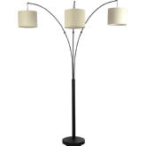 Royal 3 Arm Arc Floor Lamp in Oil Rubbed Bonze Metal & Linen Shade