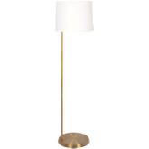 Zenith Offset Floor Lamp in Brass & White Linen Drum Shade