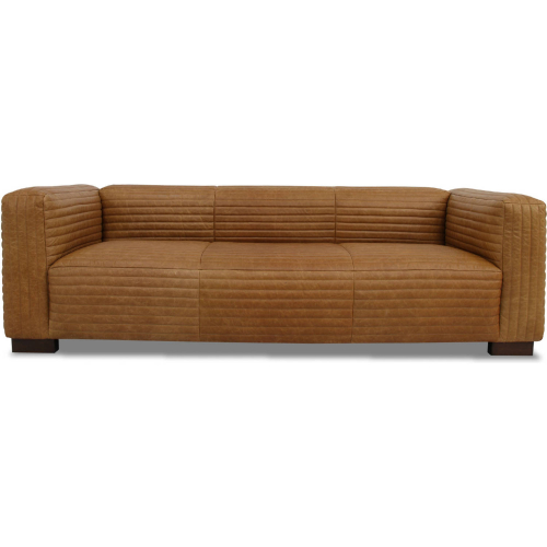 Foster Sofa in Channel Tufted Waxy Tan Leather