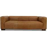 Foster Sofa in Channel Tufted Waxy Tan Leather
