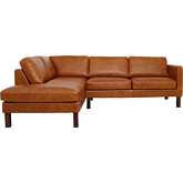 Juno Sectional Sofa with Left Facing Chaise in Waxy Cognac Leather