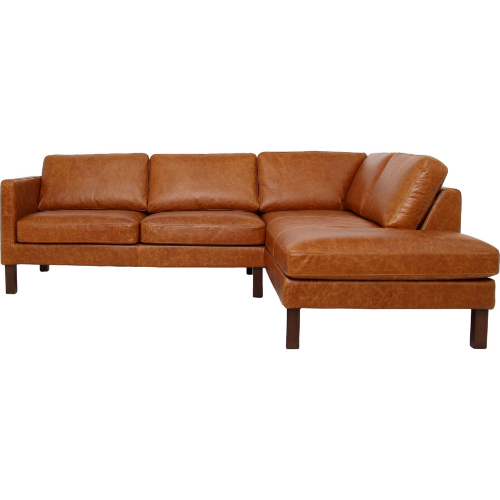 Juno Sectional Sofa with Right Facing Chaise in Waxy Cognac Leather