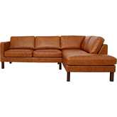 Juno Sectional Sofa with Right Facing Chaise in Waxy Cognac Leather