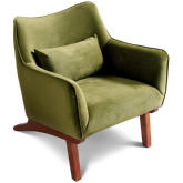 Brayden Accent Lounge Chair in Olive Green Velvet & Wood