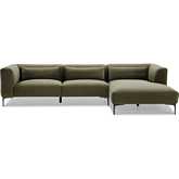 Laley Sectional Sofa with Right Facing Chaise in Green Velvet