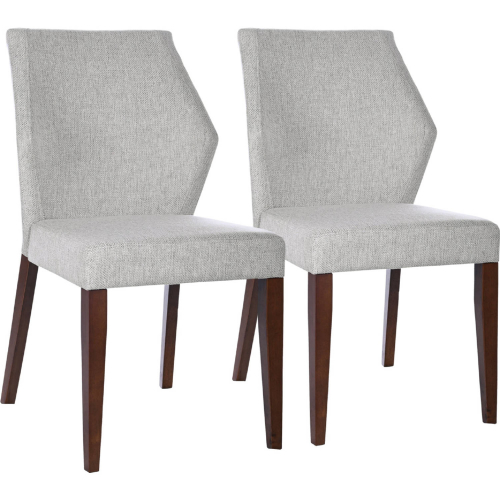 Luca Dining Chair in Light Grey Fabric & Wood (Set of 2)